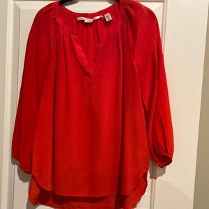 Max Studio | 100% Silk Blouse | Coral/Red | Size M